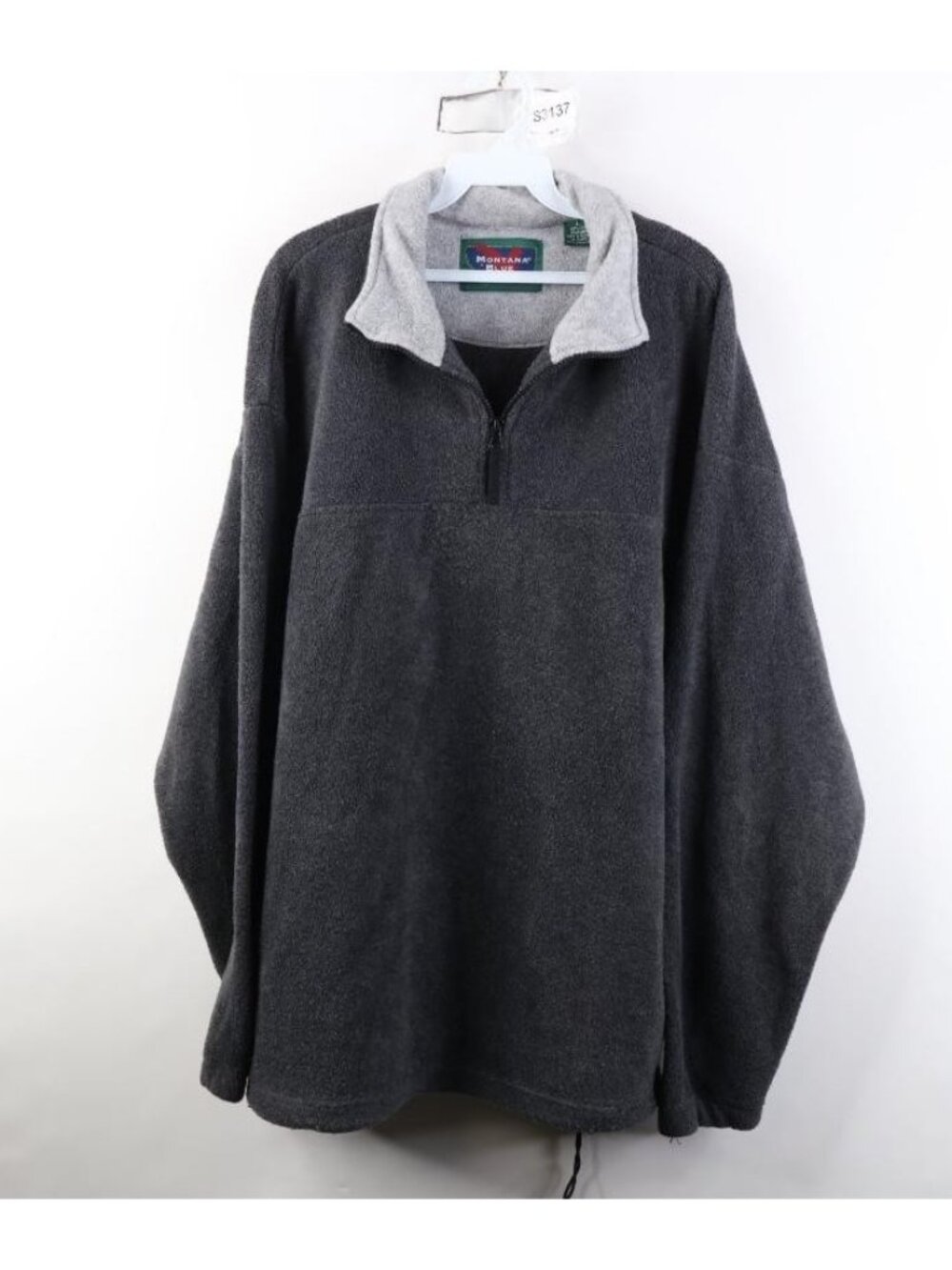 Vintage 90s Y2K Streetwear Mens Large Blank 1/4 Zip Fleece Pullover Sweater Gray